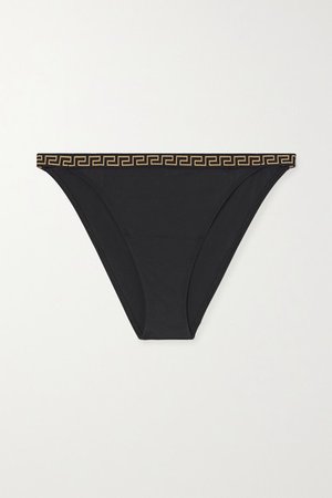 Greca Jacquard-trimmed Bikini Briefs - Black