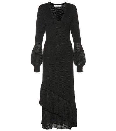Victoria Beckham - Knit ruffled midi dress | Mytheresa