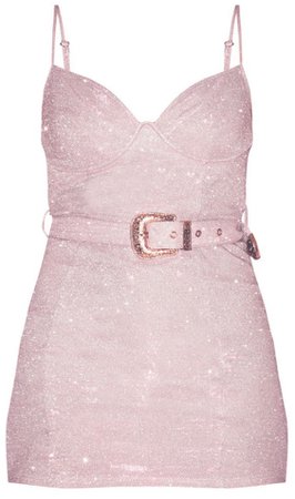 sparkly pink belted dress