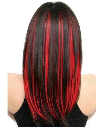 goth hair red black streaks