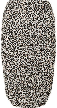 Ruched Leopard-print Stretch-jersey Skirt - Leopard print