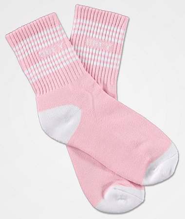 Obey Taylor White & Light Pink Crew Socks | Zumiez
