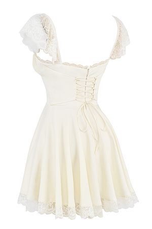 Clothing : Mini Dresses : 'Kaia' Ivory A-Line Mini Dress