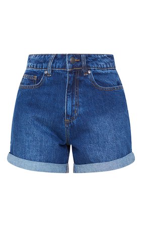 Mid Blue Wash Basic Mom Shorts | Denim | PrettyLittleThing USA