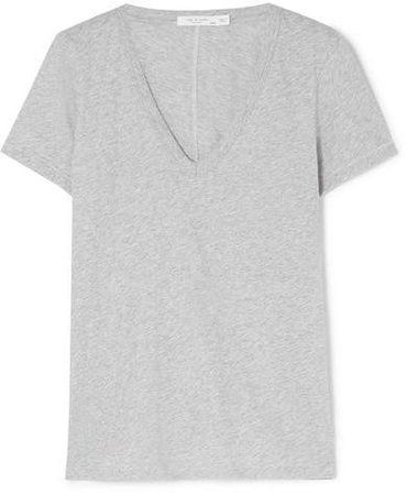 The Vee Pima Cotton-jersey T-shirt - Gray