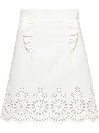 Miu Miu embroidered lace motif skirt £530 - Buy Online - Mobile Friendly, Fast Delivery