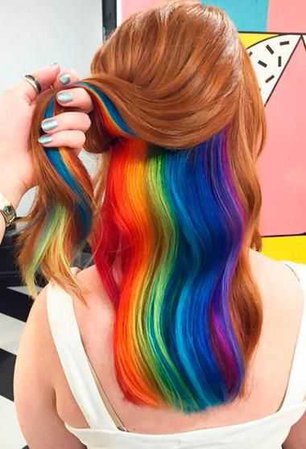 hiddenrainbowhair: Wenn sich unter den Haaren ein Regenbogen versteckt | Colourful hair, Short hair and Hair style