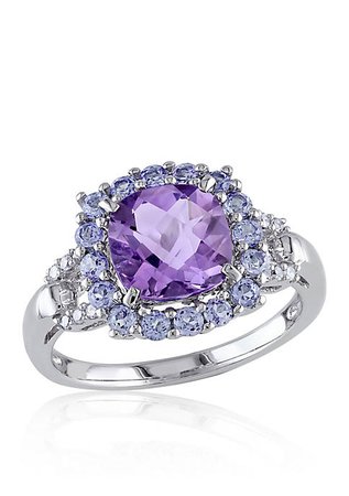Belk & Co. Amethyst, Tanzanite, and Diamond Ring in Sterling Silver