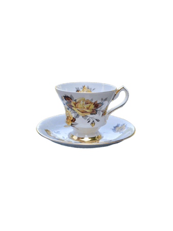 yellow rose floral teacups tea set