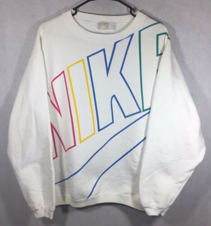 Vintage 90's Nike Sweatshirt Size Medium Big Rainbow Logo Rare Gray tag Sweater | eBay