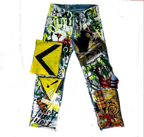 ⚠️"̲L̲o̲u̲d̲"̲ ̲F̲u̲t̲u̲r̲e̲⚠️ sur Instagram : ⚠️ "Warning Signs" ⚠️ 🏷️Heavy Patchwork jeans 📳➡️DM/DePop LINK IN BIO to order⬅️ . . ⚠️⚠️Love streetwear? Want to own a piece of clothing to…