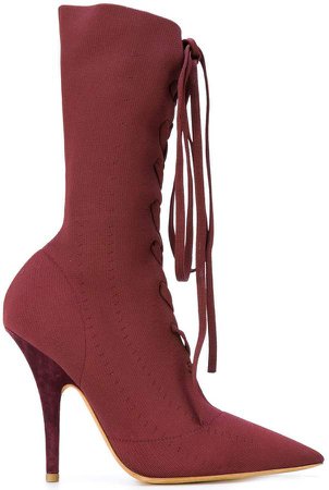 pointed lace-up boots