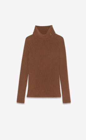 Ribbed turtleneck sweater in wool and cashmere | Saint Laurent United Kingdom | YSL.com