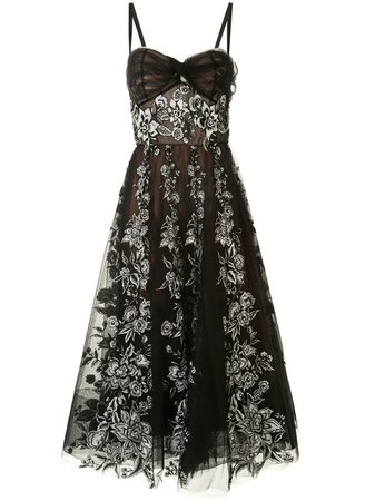 Marchesa, floral embroidered tulle dress