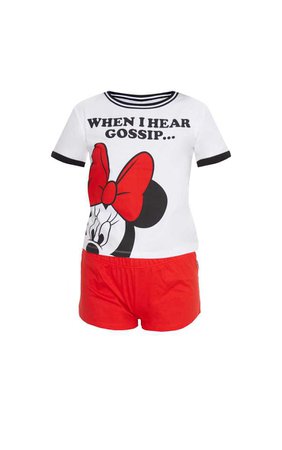 White DISNEY Minnie Mouse Gossip Short Pyjama Set