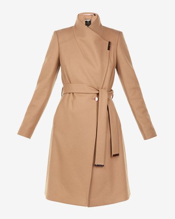 Midi wool wrap coat - Camel | Jackets and Coats | Ted Baker UK