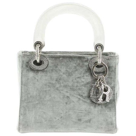 Christian Dior Lady Dior Bag Velvet with Crystal Embellishment Mini at 1stDibs