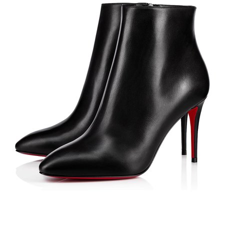 ELOISE BOOTY 85 Black Leather - Women Shoes - Christian Louboutin