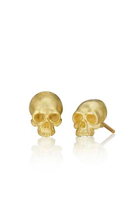 Tiny Skull 18k Yellow Gold Earrings By Anthony Lent | Moda Operandi