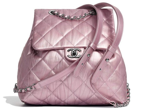 Chanel pink iridescent calfskin backpack