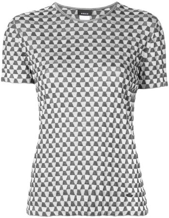 patterned crew neck T-shirt