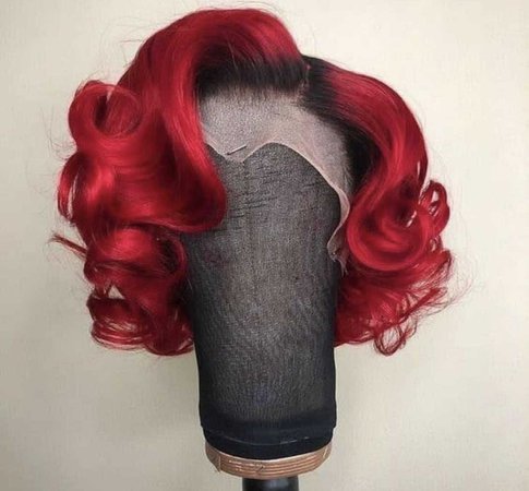black & red curly lace wig