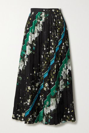 Erdem | Nolana pleated printed floral-jacquard midi skirt | NET-A-PORTER.COM