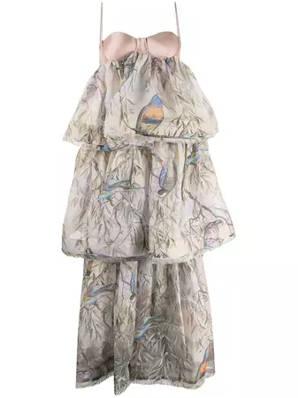 ZIMMERMANN nature-print Tiered Dress