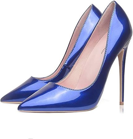 Amazon.com | GENSHUO Women's Pumps Pointed Toe Sexy High Heels Classic 4.7 inch Stiletto Party Dress Shoes (Royal Blue, 8) | Pumps