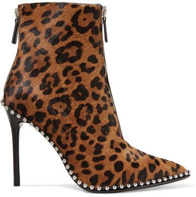 Eri Studded Leopard-print Calf Hair Ankle Boots - Leopard print