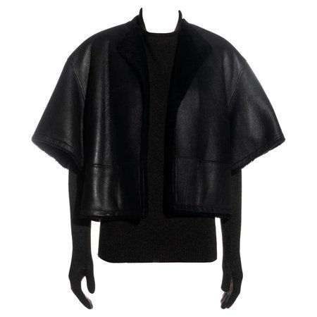 Hermes by Martin Margiela shearling jacket and cashmere sweater set, fw 2002 For Sale at 1stDibs