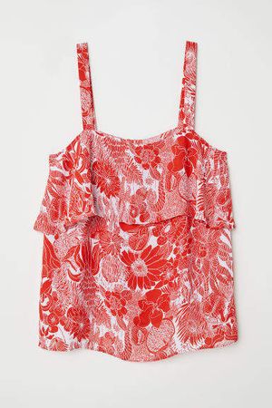 Camisole Top with Flounce - Red