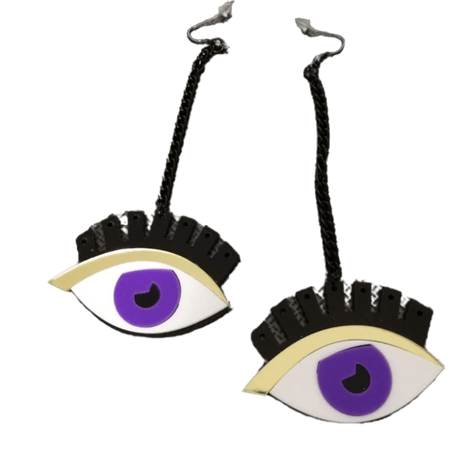 purple eye earrings
