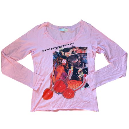hysteric glamour cherry girl collage pink long sleeve shirt