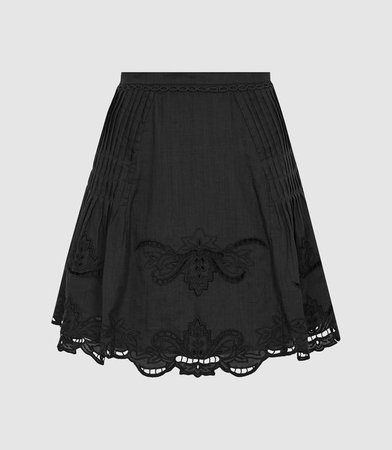 Blath Black Embroidered Mini Skirt – REISS