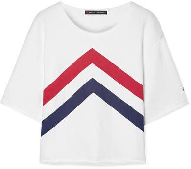 Perfect Moment - Cropped Printed Cotton-jersey T-shirt - White