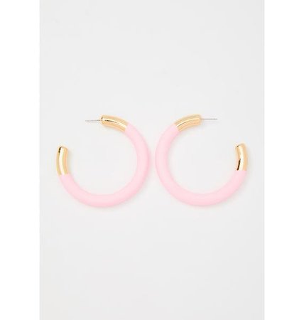 Gold Accent Hoop Earrings - Light Pink | Dolls Kill