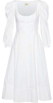 Edwina Pleated Cotton-poplin Midi Dress
