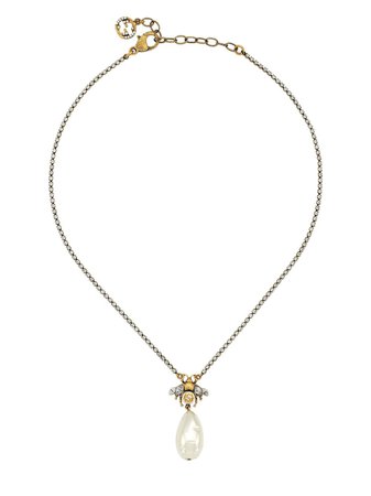 Shop Gucci bee drop pearl charm necklace with Express Delivery - FARFETCH