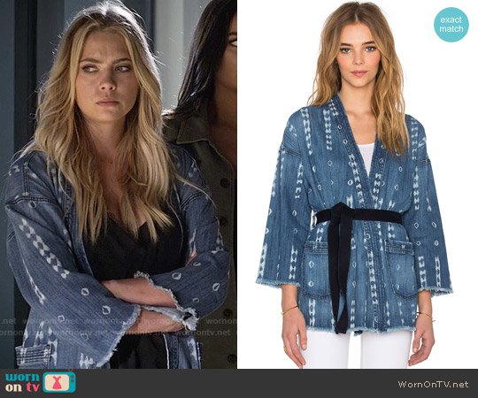 WornOnTV: Hanna’s printed denim wrap jacket on Pretty Little Liars | Ashley Benson | Clothes and Wardrobe from TV