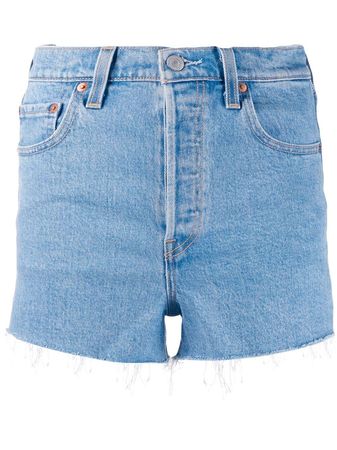 Levi's Frayed Denim Shorts - Farfetch