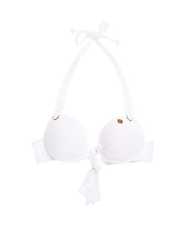 Womens - Picot Textured Cup Bikini Top in Optic White | Superdry