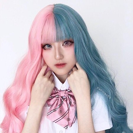 Half and Half hair | Pink and Blue