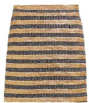 Alessandra Rich - High Rise Striped Tweed Skirt - Womens - Black Gold