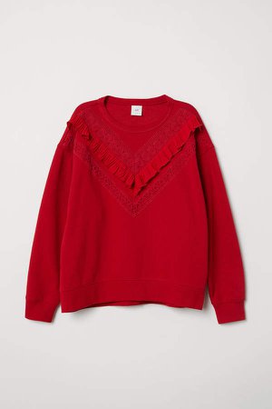 Ruffled Sweatshirt - Red