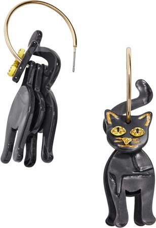 Black Cat Hoop Earrings