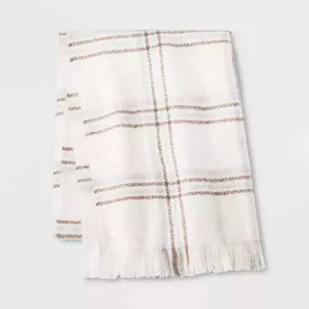 Women's Plaid Blanket Scarf - A New Day™ Cream / Tan : Target