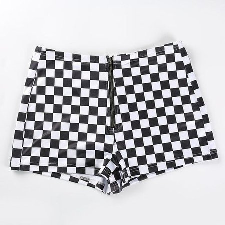 Spandex B&W Checkered Short-Shorts