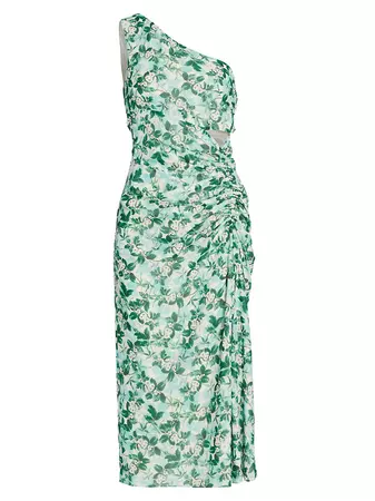 Shop AMUR Clarissa Floral One-Shoulder Midi-Dress | Saks Fifth Avenue