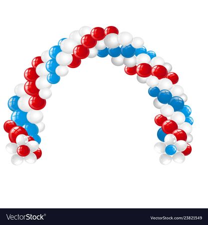 Arc made of white red blue balloons isolated Vector Image